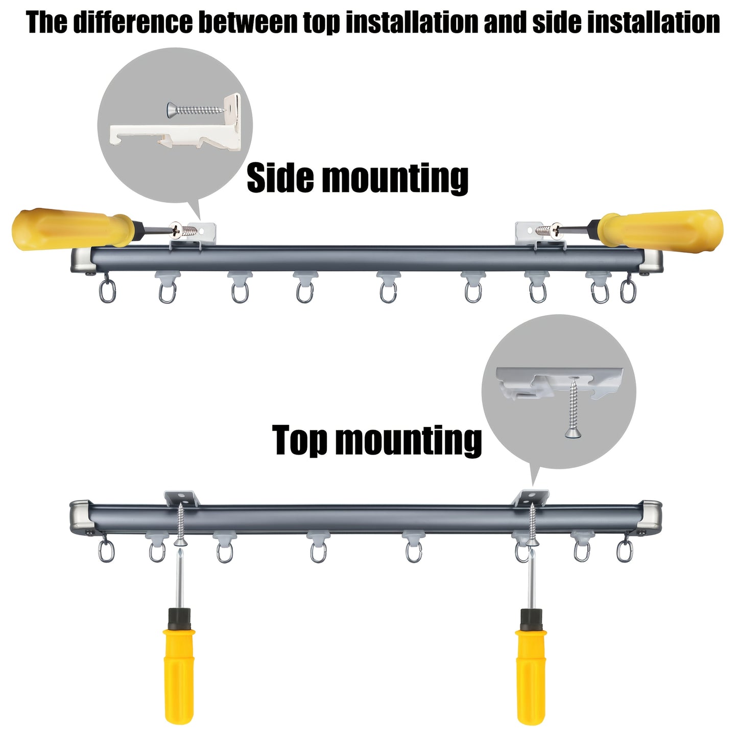 Aluminum Curtain Track – No-Drill, Quiet Glide, Adjustable for Home & Dorm Bathrooms