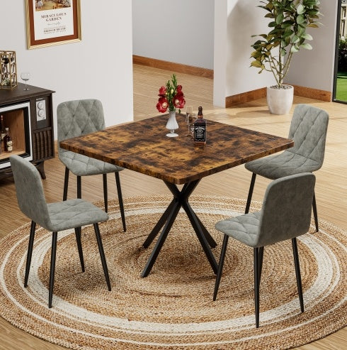 Mid-Century Modern Square Dining Table – Space-Saving