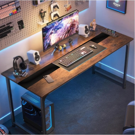 Modern Computer Desk – Rustic Black Finish