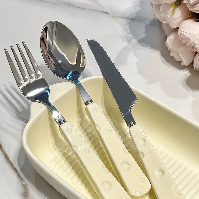 Stainless Steel Cutlery Set – Knife, Fork & Spoon with Cheese Wind Design | Elegant Tableware for Home & Gifting
