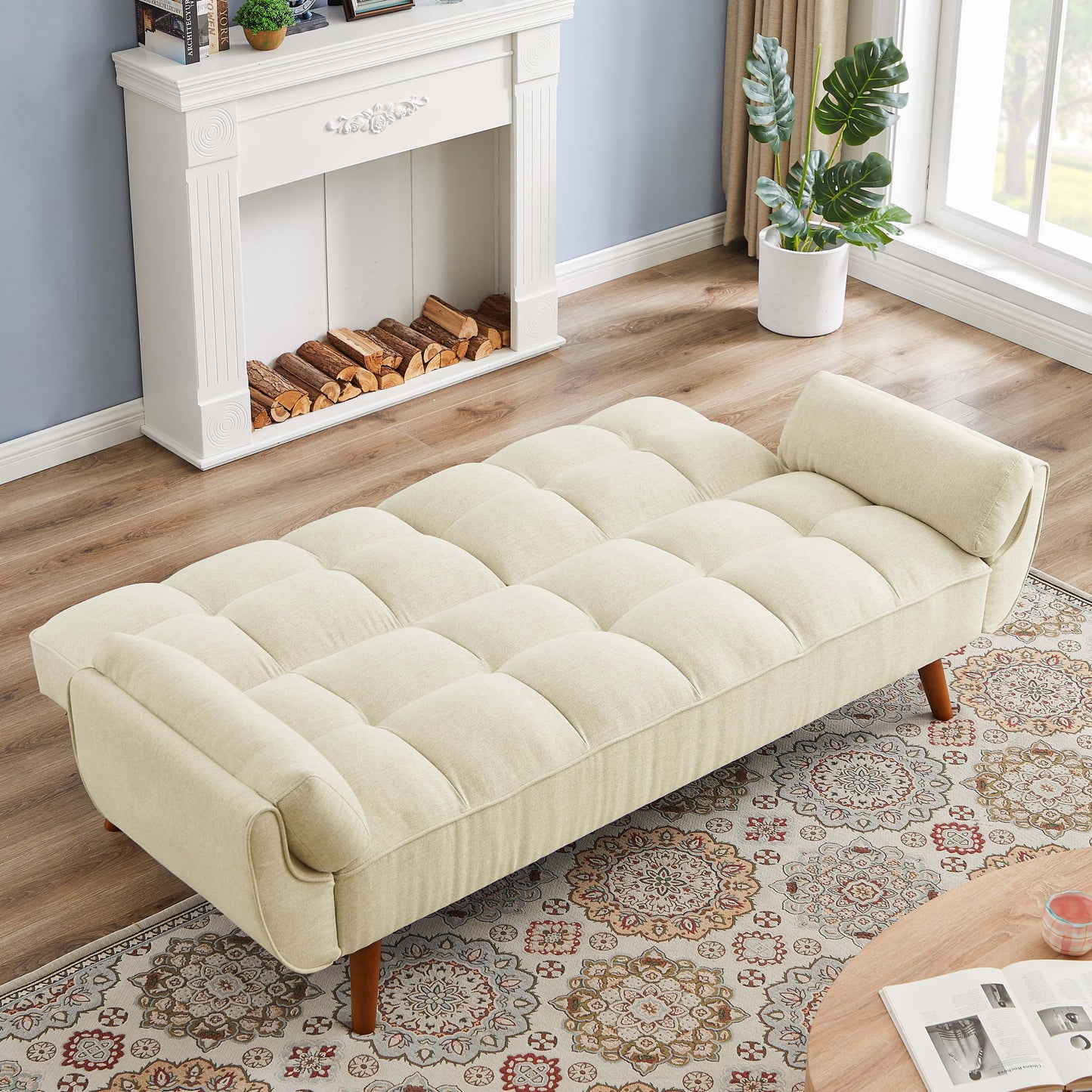 Modern Beige Cloth Sofa – Simple Comfort, Everyday Style