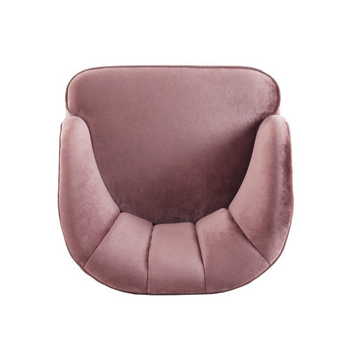 Upholstered Barrel Accent Chair With Wooden Legs - Blush, Orange, White