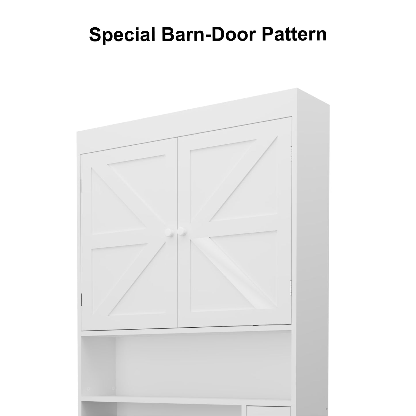 Over-the-Toilet Storage Cabinet with 2 Doors – Farmhouse Style Space-Saving Bathroom Organizer (White)