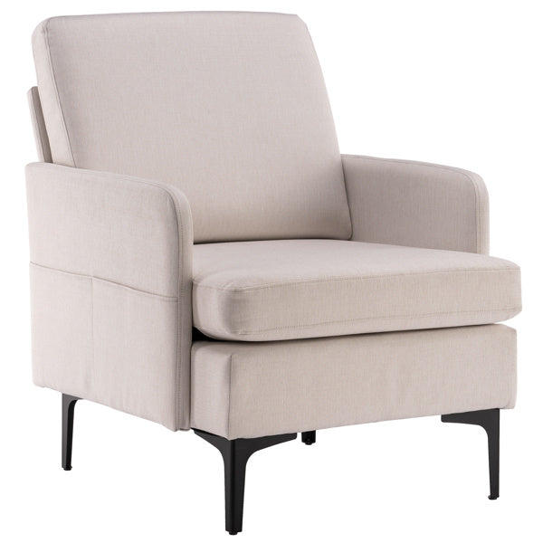 Modern Linen Lounge Chair – Compact, Comfortable, and Stylish (Off White)
