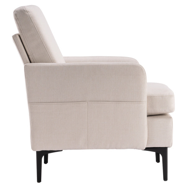 Modern Linen Lounge Chair – Compact, Comfortable, and Stylish (Off White)