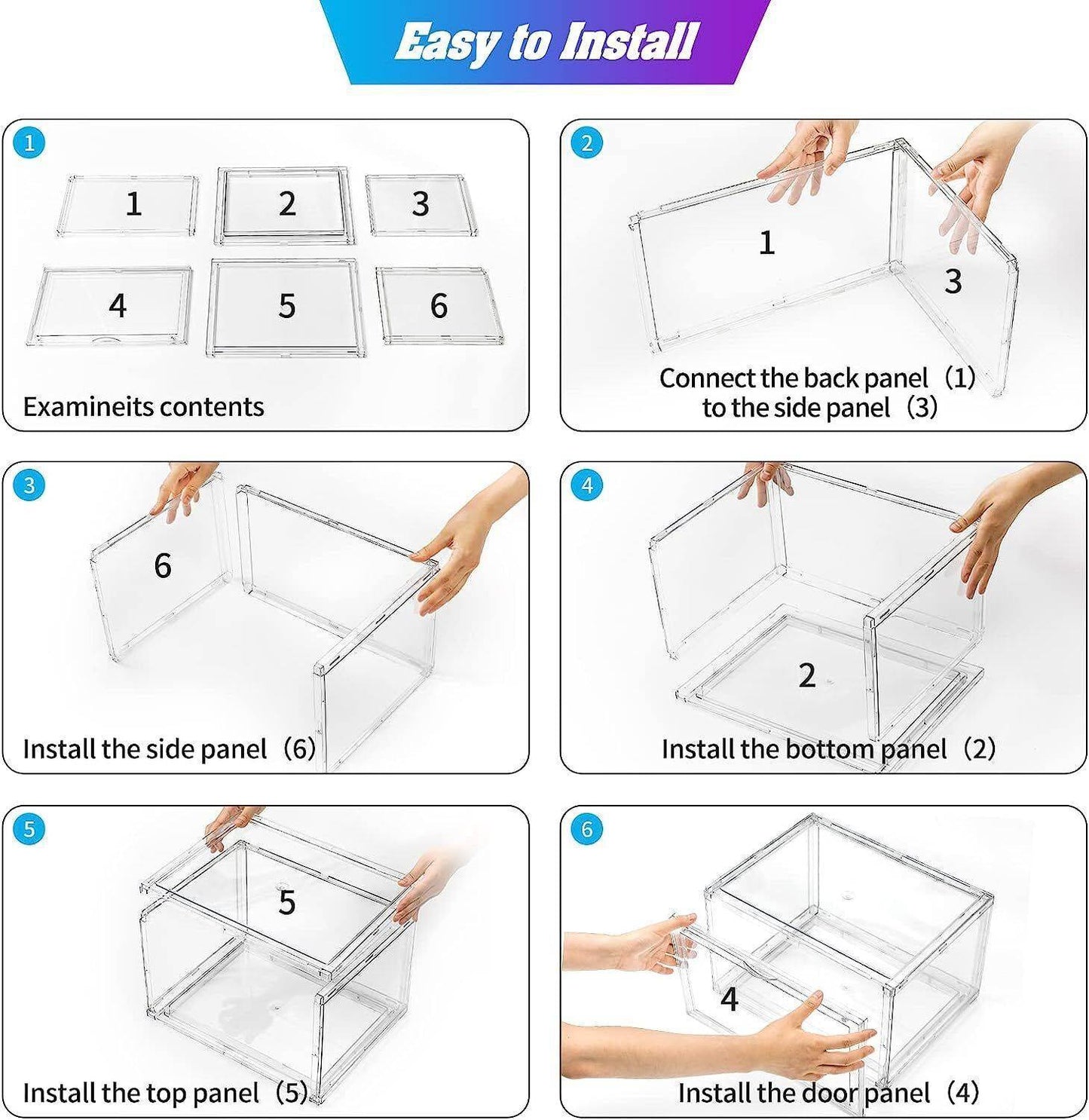 1–5x Clear Shoe Storage Boxes – Foldable, Stackable, Transparent Organizer Cases