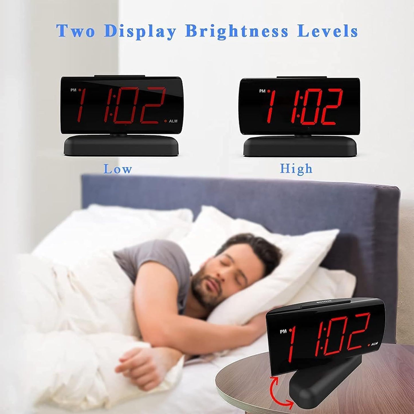 Easy-to-Use Bedside Alarm Clock – AC Powered with Battery Backup