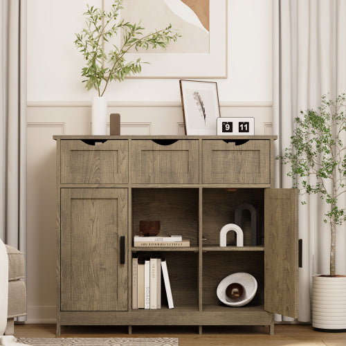 Wooden Storage Cabinet with Drawers and Shelves – Freestanding Accent Cabinet for Living Room, Bedroom, or Bathroom Décor