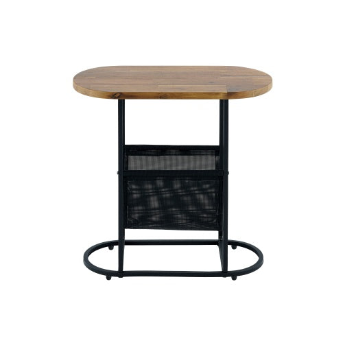Acacia Oval Side Table – Compact Living Room Storage with Magazine Organizer (Set of 2)
