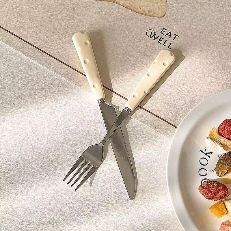 Stainless Steel Cutlery Set – Knife, Fork & Spoon with Cheese Wind Design | Elegant Tableware for Home & Gifting