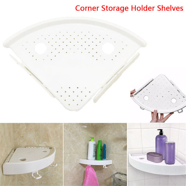 Fan-Shaped Corner Bathroom Shelf – No-Drill Wall-Mounted Storage Rack with Strong Suction