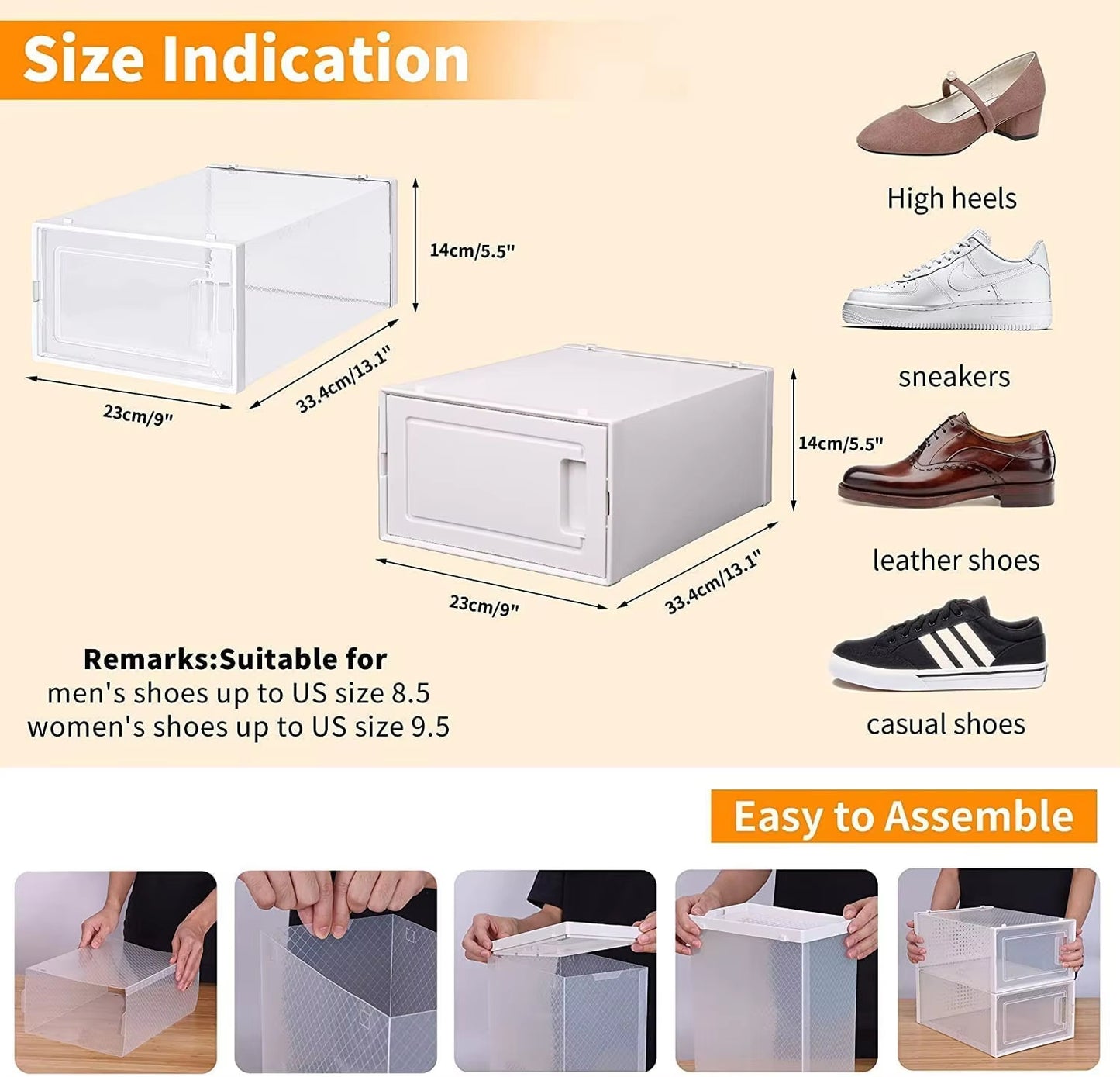 15-Pack Foldable Shoe Storage Boxes โ Stackable Clear Organizer Bins with Drawers