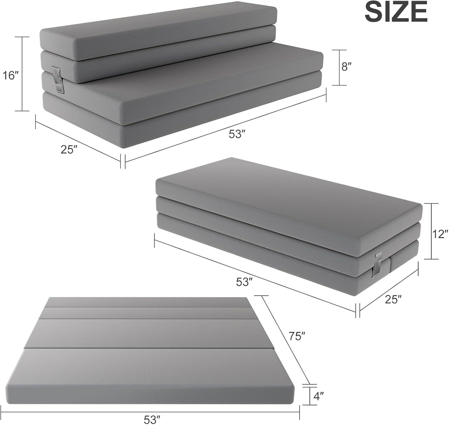 Foldable Memory Foam Single Sofa Mattress – Portable Guest Bed & Floor Lounger with Washable Cover for Dorms & Small Spaces