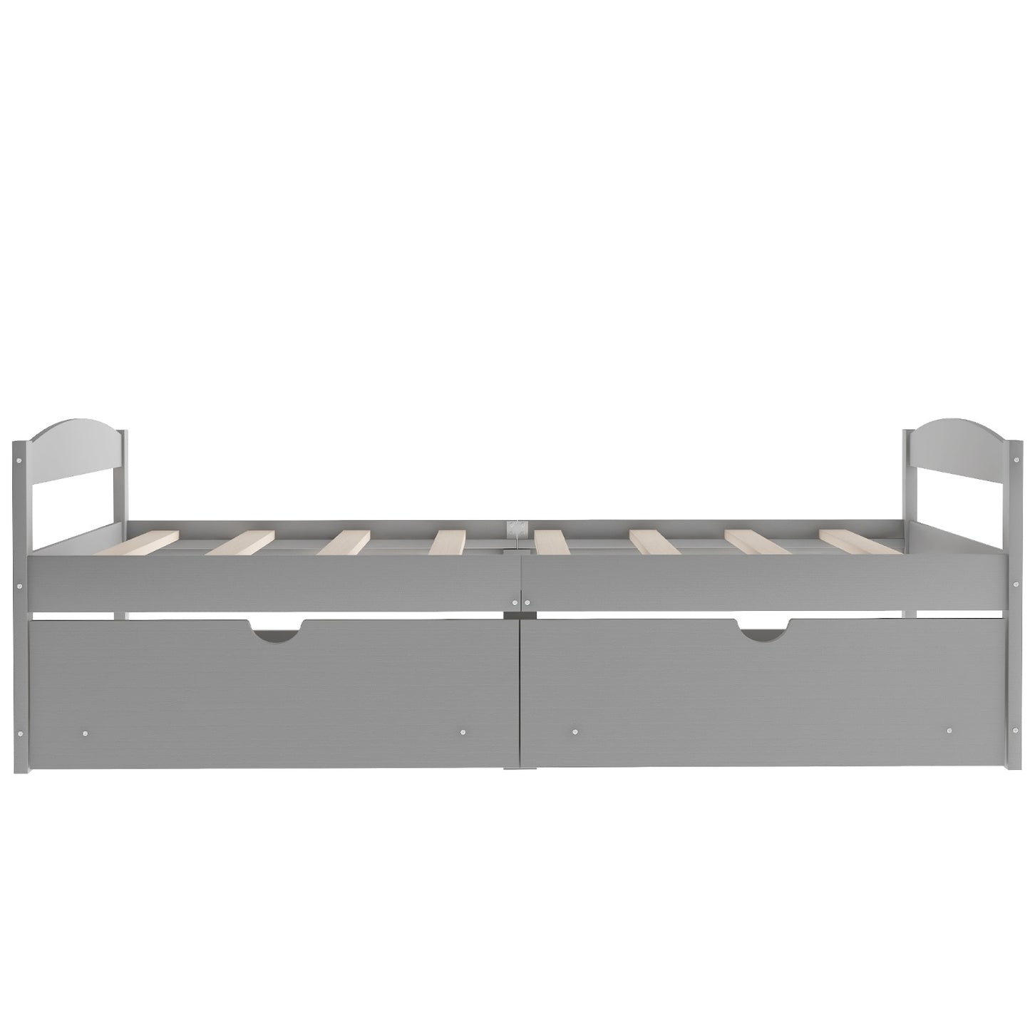 Twin Size Platform Bed, With Two Drawers, Gray