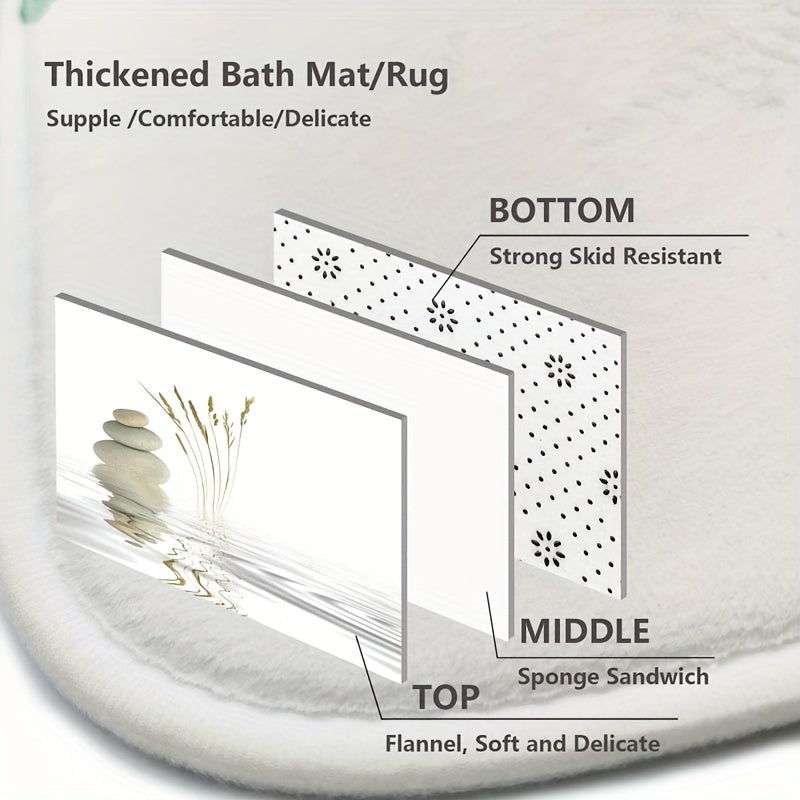 4-Piece Stone Print Shower Curtain Set – Waterproof Bathroom Set with Rugs, Toilet Lid Cover & 12 Hooks (180×180cm)