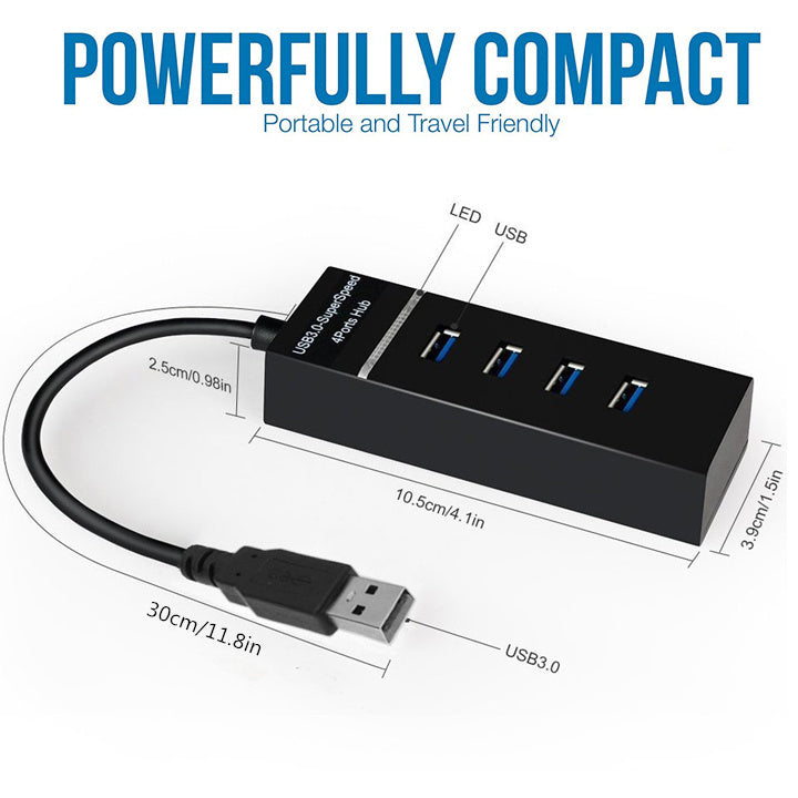4-in-1 USB Hub Splitter – High-Speed USB 2.0/3.0 Adapter with Expansion Cable for Desktop & Laptop