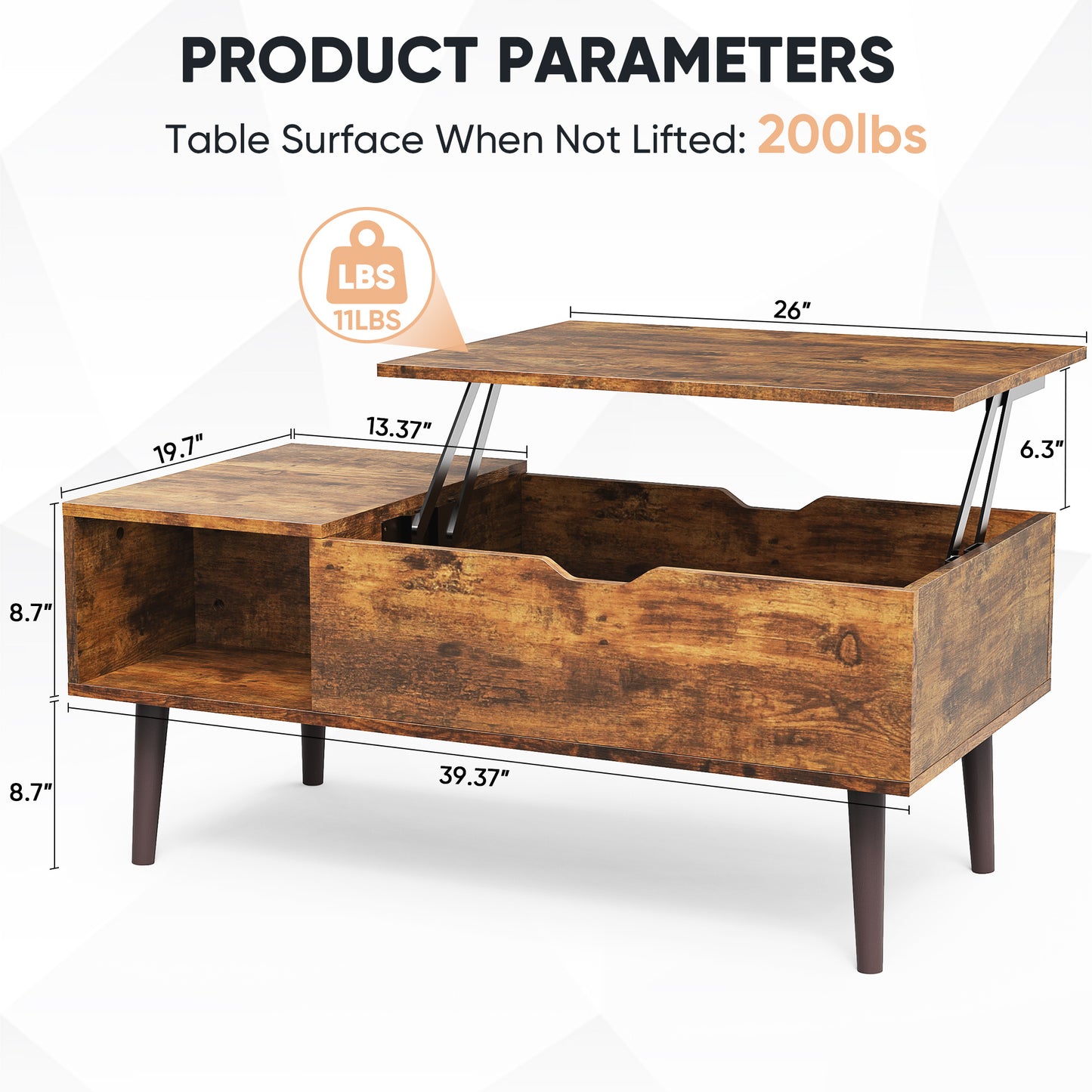 Modern Coffee Table for Living Room – Stylish and Functional Centerpiece - Black or Wood