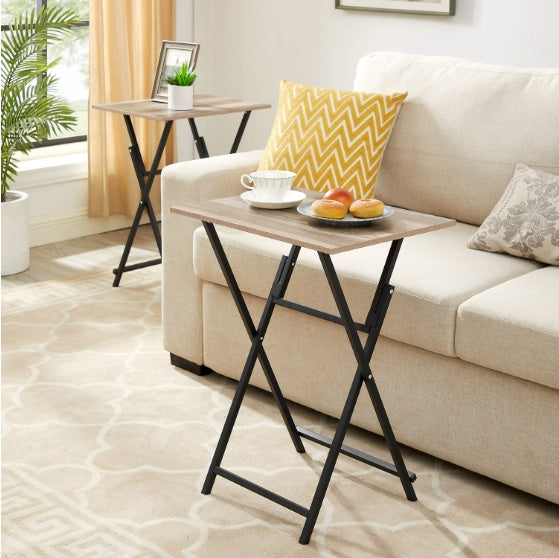 2 Pcs Folding TV Tray Table Set - Slate Color