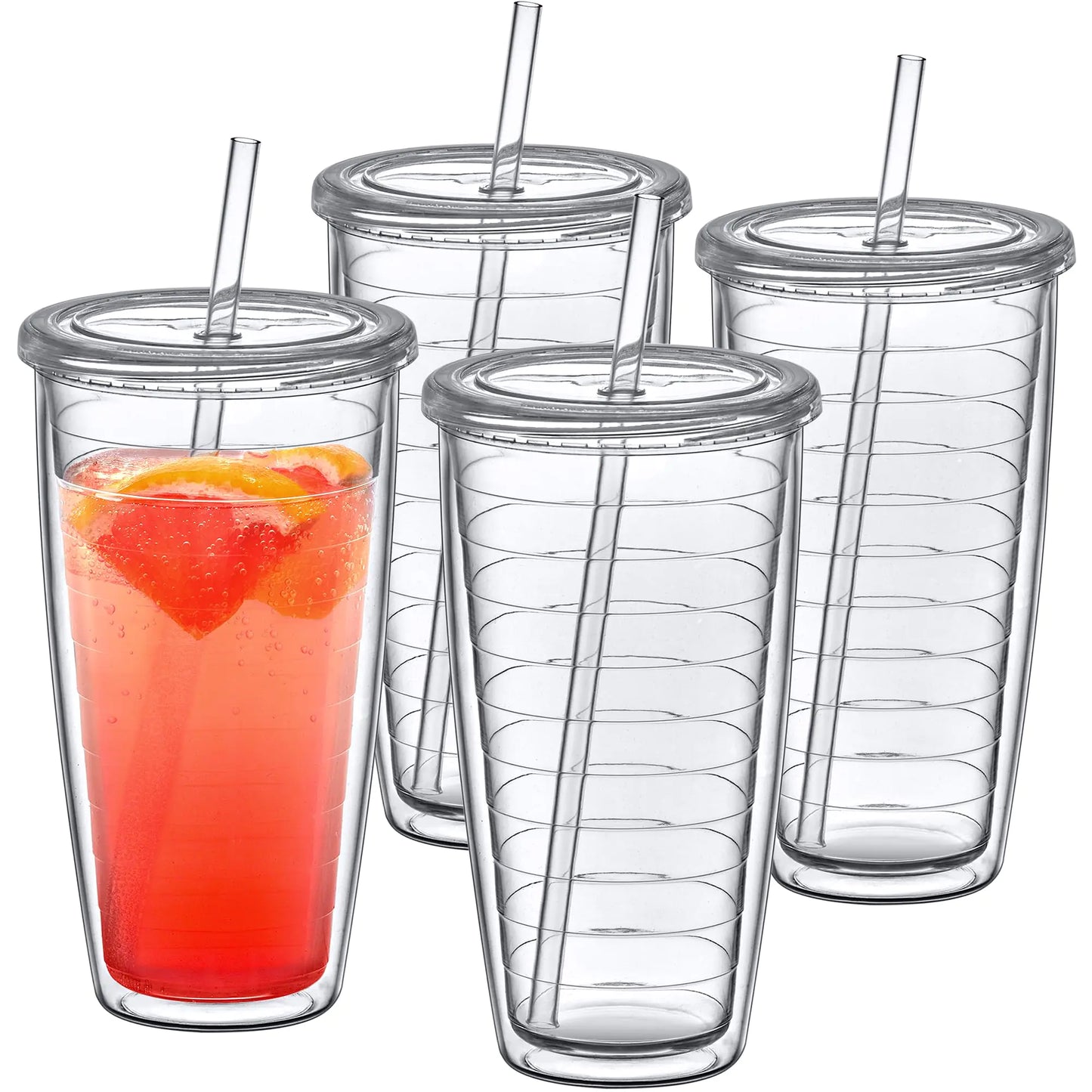 Amazing Abby – Alaska On-the-Go 24oz Insulated Tumblers with Lid & Straw (Set of 4) | BPA-Free, Shatterproof, Dishwasher-Safe