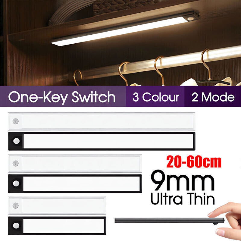 Dimmable LED Motion Sensor Cabinet Light – Rechargeable Magnetic Under-Closet Lamp