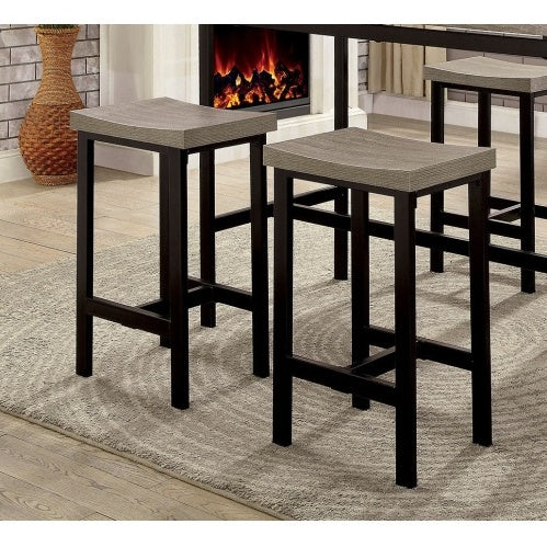 5-Piece Counter Height Dining Set – Two-Tone Black & Gray with Metal Frame and PVC Top