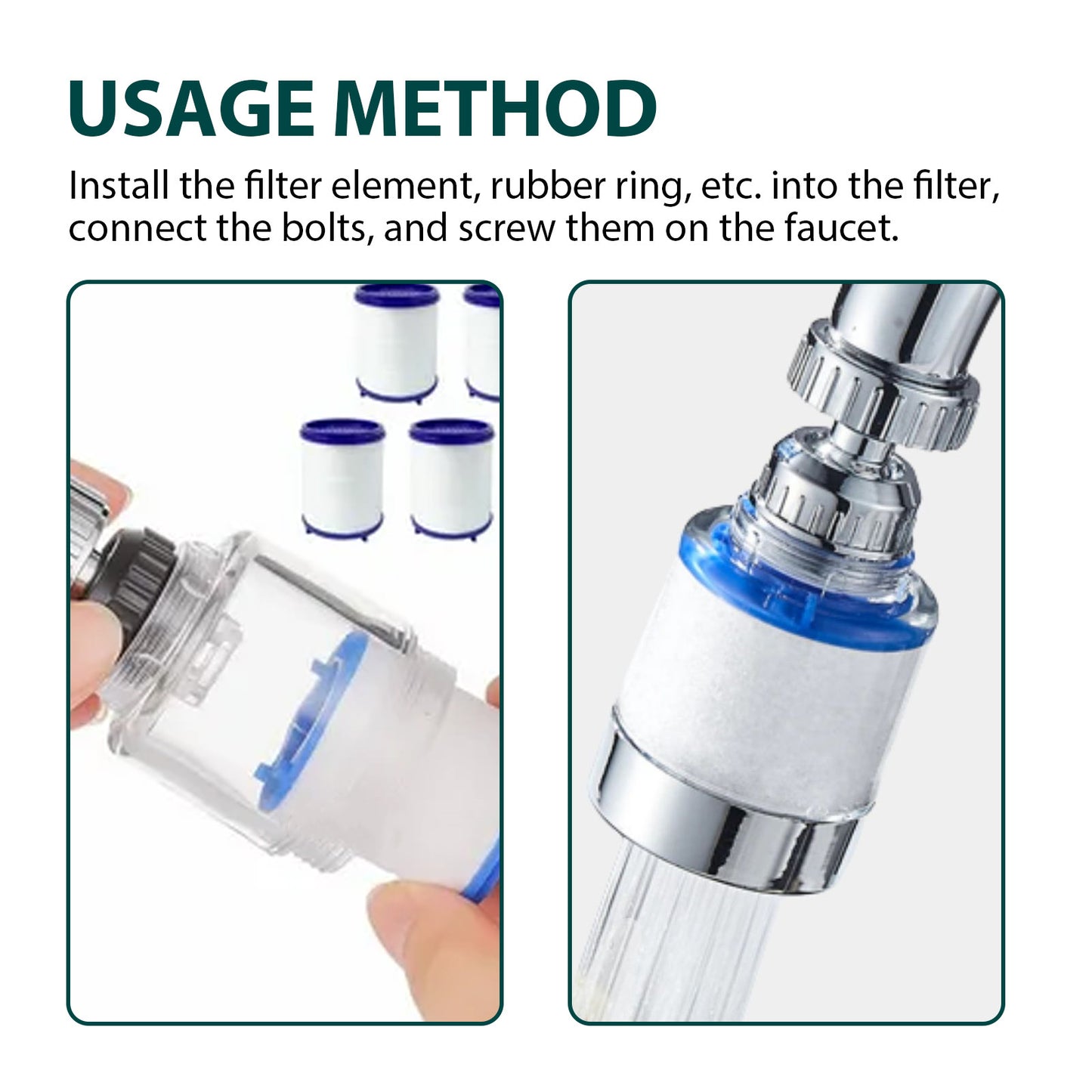 360° Rotating Faucet Water Filter – Purifier for Kitchen & Bathroom Sinks, Removes Heavy Metals & Hard Water