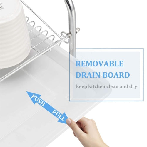 2 Tier Dish Drainer with Drip Tray – Space-Saving Kitchen Drying Rack