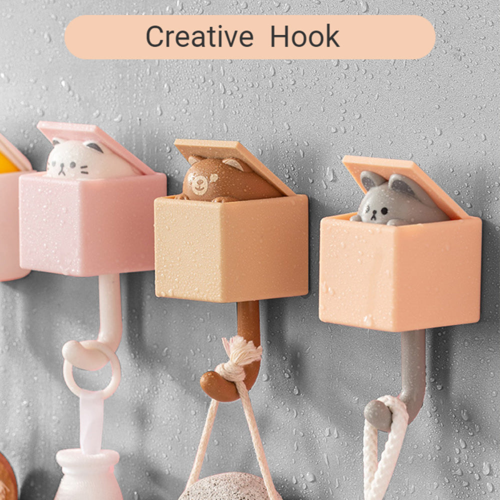 1/2-Pack Punch-Free Retractable Cat Wall Hooks – Cute & Strong Adhesive Utility Hooks for Kitchen, Bathroom