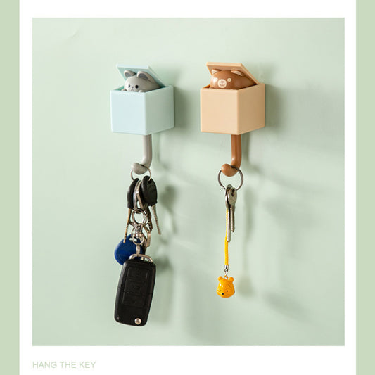 1/2-Pack Punch-Free Retractable Cat Wall Hooks – Cute & Strong Adhesive Utility Hooks for Kitchen, Bathroom
