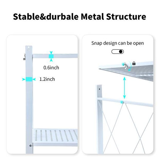 5-Layer Foldable Metal Storage Shelf with Wheels – Heavy-Duty Carbon Steel Organizer (65" Tall)