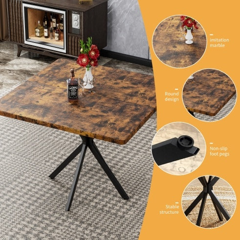 Mid-Century Modern Square Dining Table – Space-Saving