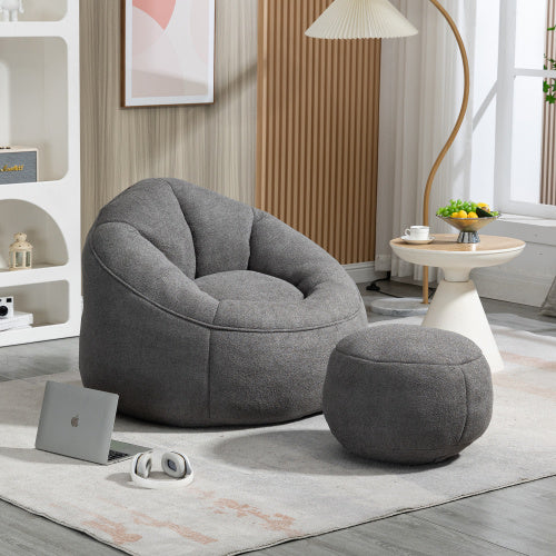 High-Pressure Foam Bean Bag Chair with Footrest – Padded Bedding Sofa Seat