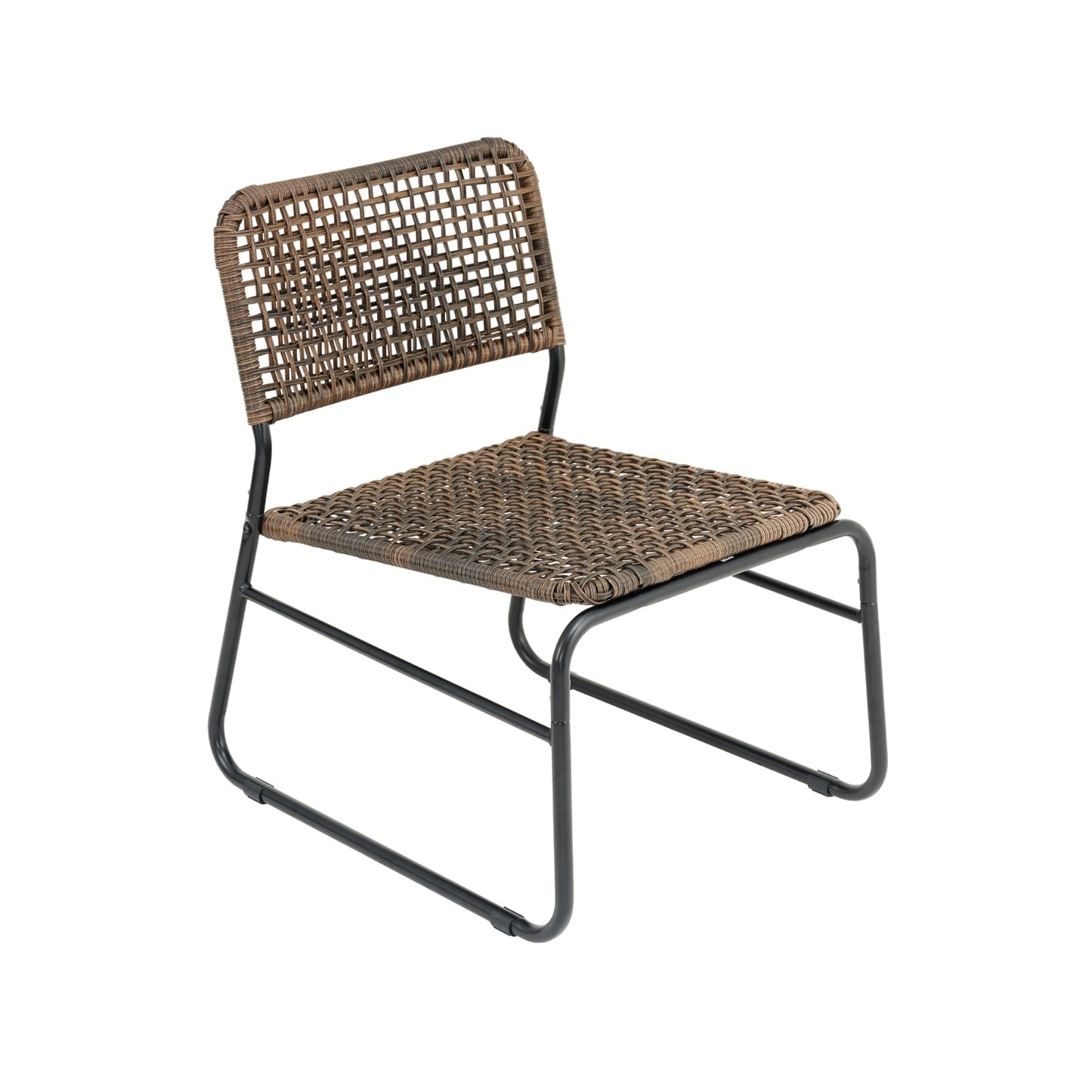 3-Piece Outdoor Patio Furniture Set – Vintage-Inspired PE Rattan Chairs & Round Table, Brown and Gray Wicker with Steel Frame