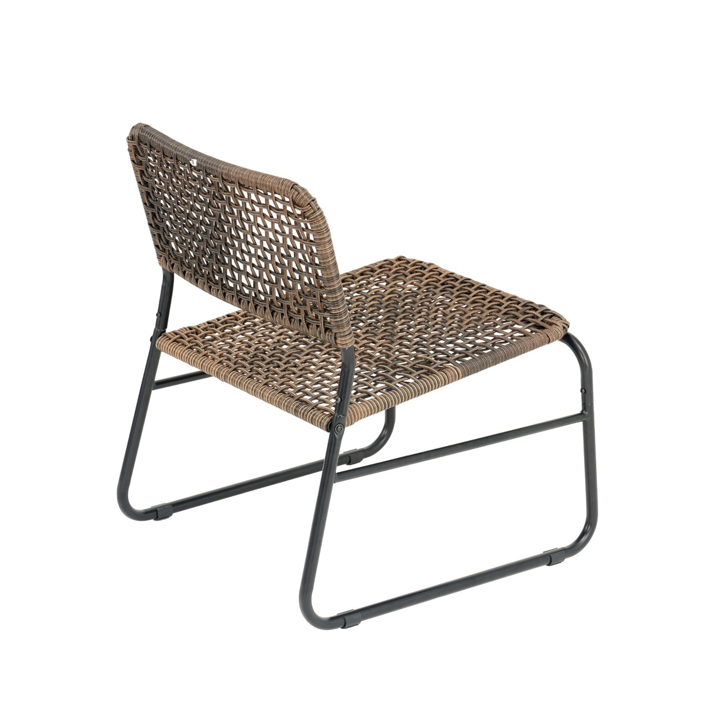 3-Piece Outdoor Patio Furniture Set – Vintage-Inspired PE Rattan Chairs & Round Table, Brown and Gray Wicker with Steel Frame