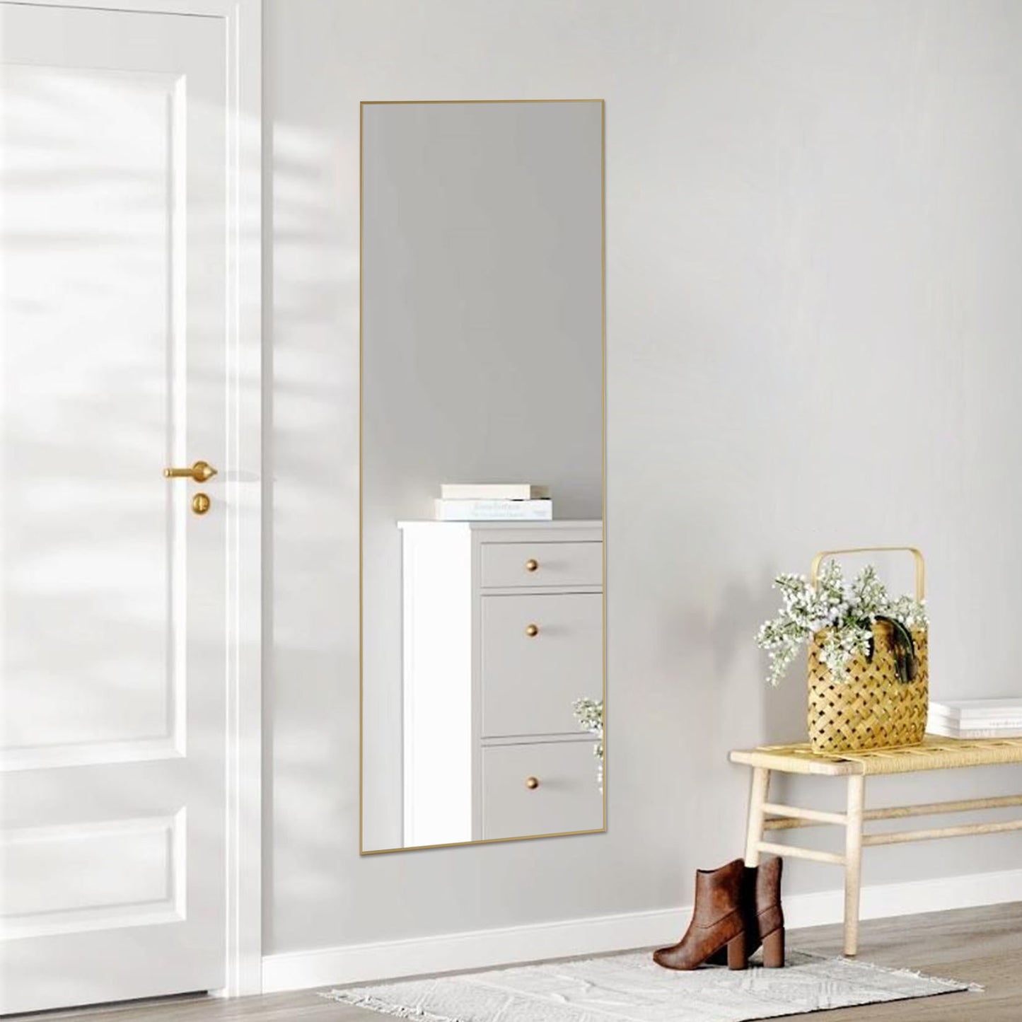 Floor Standing Mirror with Stand – Thin Aluminum Alloy Frame