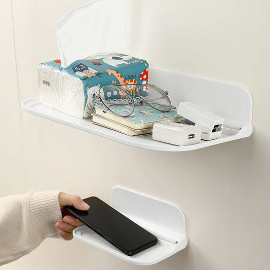Foldable Easy-Mount Plastic Wall Shelf – Ideal for Bathroom