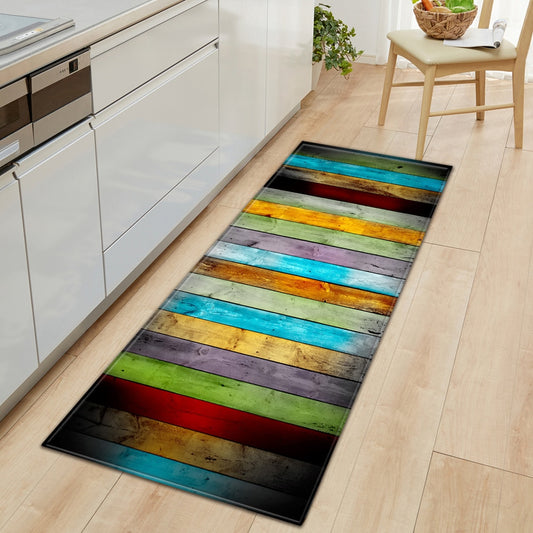 Nordic Anti-Slip Floor Mat – Wood Grain Doormat for Kitchen, Bathroom, or Hallway Entryway