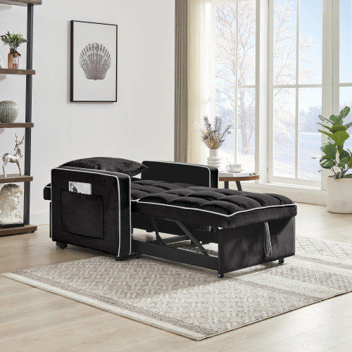 3-in-1 Black Velvet Sofa Bed Chair – Modern Comfort Meets Versatility