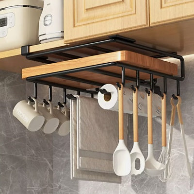 Under-Shelf Storage Rack – Hanging Kitchen Cabinet Organizer for Cutting Boards, Lids & More