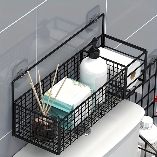 Space-Saving Over-the-Toilet Storage Rack with Tissue Holder - Waterproof, No-Drill Installation for Bathroom Organization