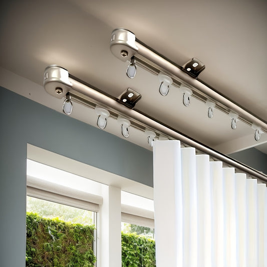 Aluminum Curtain Track – No-Drill, Quiet Glide, Adjustable for Home & Dorm Bathrooms