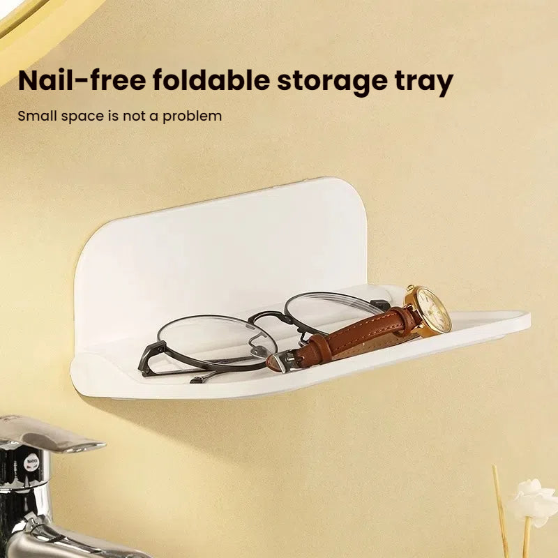 Foldable Easy-Mount Plastic Wall Shelf – Ideal for Bathroom