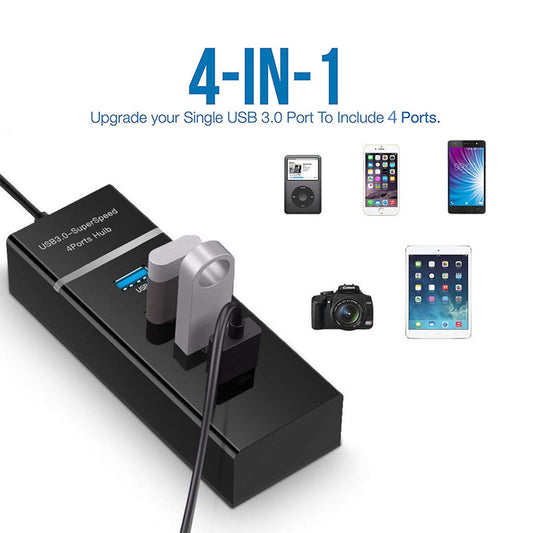 4-in-1 USB Hub Splitter – High-Speed USB 2.0/3.0 Adapter with Expansion Cable for Desktop & Laptop