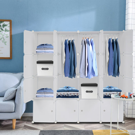 4-Tier 16-Cube Wardrobe Organizer – Modular Storage Cabinet with Grid Design for Clothes, Shoes, and Accessories