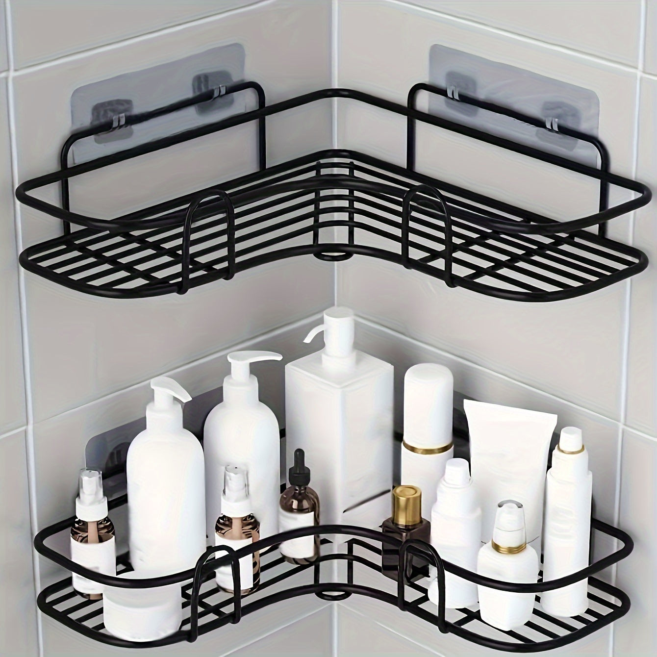 Adhesive Wall Shelf & Triangle Storage Rack – No-Drill, Sleek Design for Bathroom, Kitchen, or Office