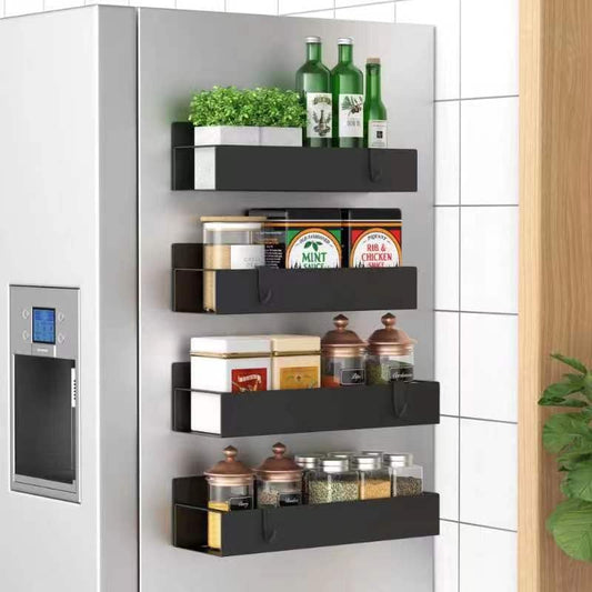 Metal 4 Pack Magnetic Spice Storage Rack Organizer for Refrigerator and Oven, Fridge Organizers and Storage (Multiple Colors)