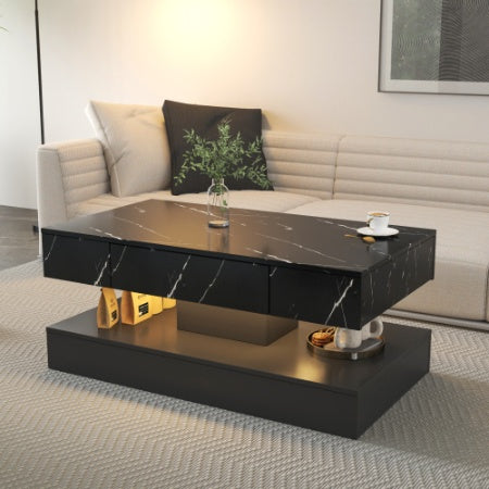 Modern LED Coffee Table – Sleek Living Room Centerpiece with Built-In Lights, Large Contemporary Furniture - Black or White