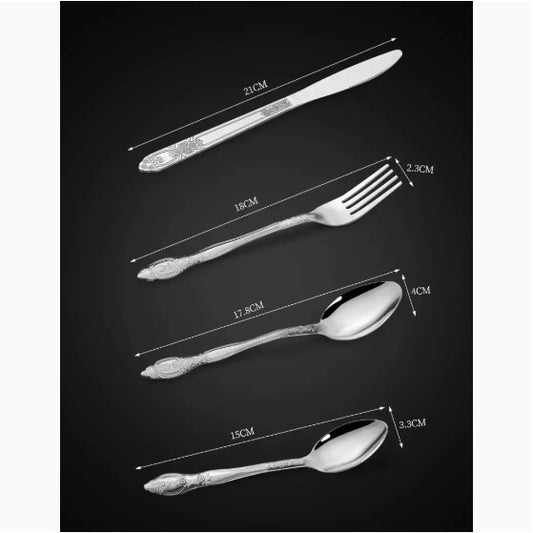 Deluxe 4-Piece Stainless Steel Flatware Set – Elegant, Durable & Rust-Resistant Silverware for Home Dining