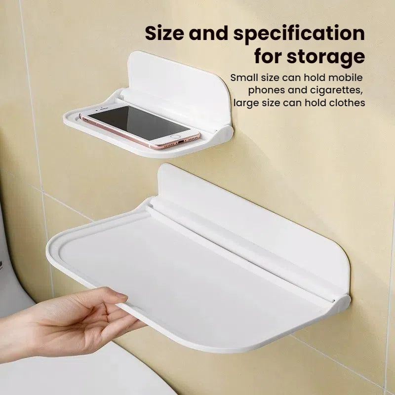 Foldable Easy-Mount Plastic Wall Shelf – Ideal for Bathroom