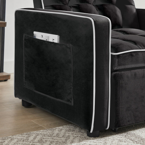 3-in-1 Black Velvet Sofa Bed Chair – Modern Comfort Meets Versatility